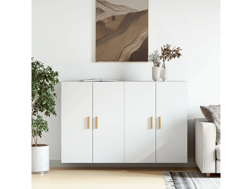 Armoires murales 2 pcs blanc bois d'ingénierie