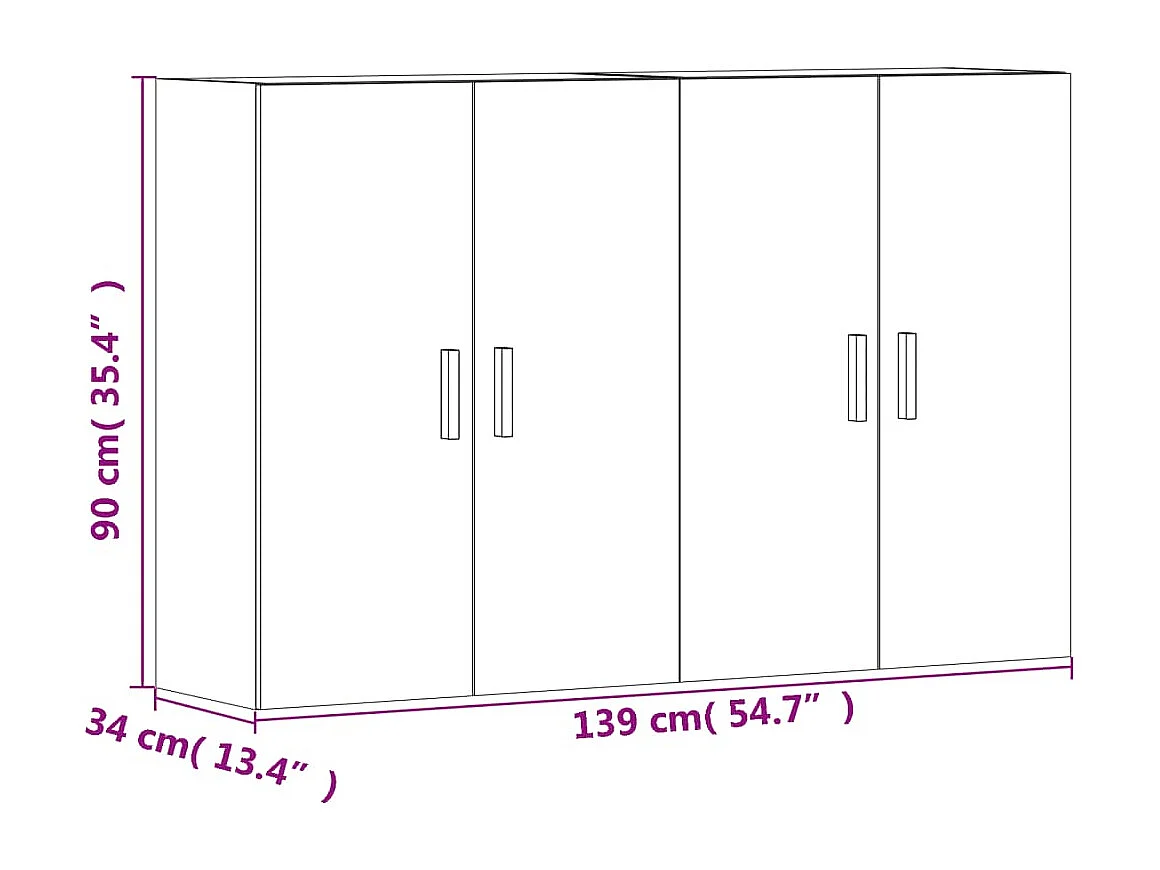 Armoires murales 2 pcs blanc bois d'ingénierie