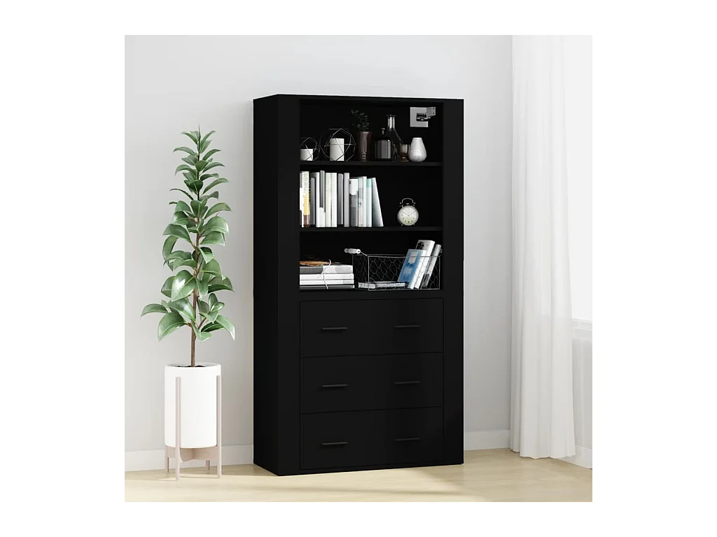 Highboard Schwarz Holzwerkstoff