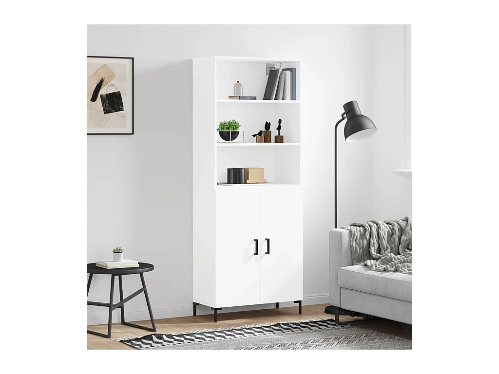 Buffet haut Blanc 69,5x34x180 cm Bois d'ingénierie