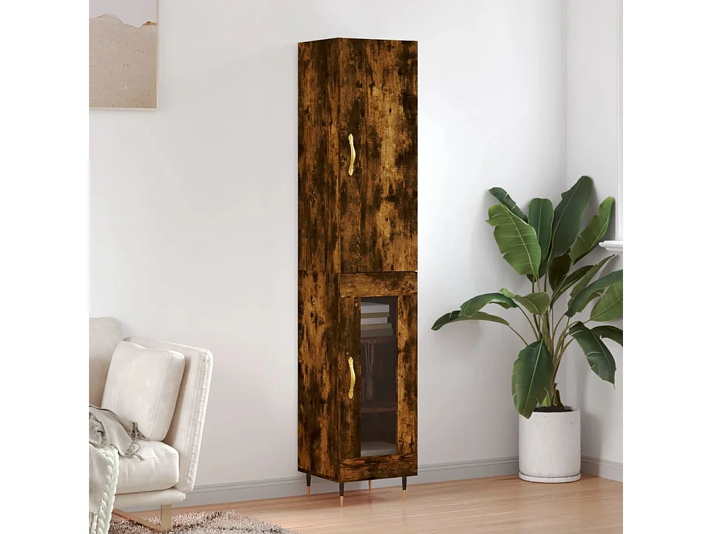 Credenza Rovere Fumo 34,5x34x180 cm in Legno Multistrato