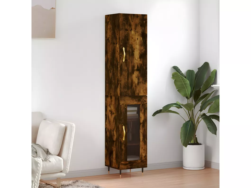 Kauf Unique Highboard Räuchereiche 34,5x34x180 cm Holzwerkstoff