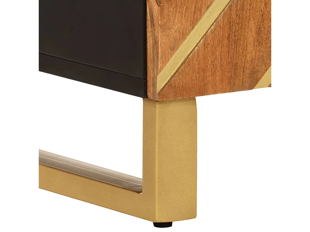 Mobiletto Marrone e Nero 60x33,5x75 cm Legno Massello di Mango