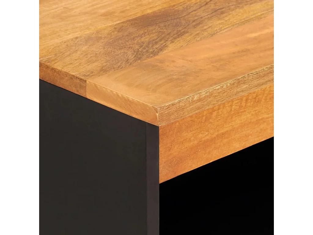 Armoire latérale marron et noir 60x33,5x75 cm bois de manguier