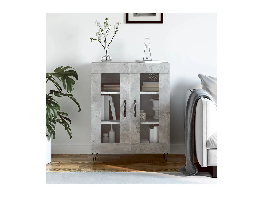 Buffet gris béton 69,5x34x90 cm bois d'ingénierie