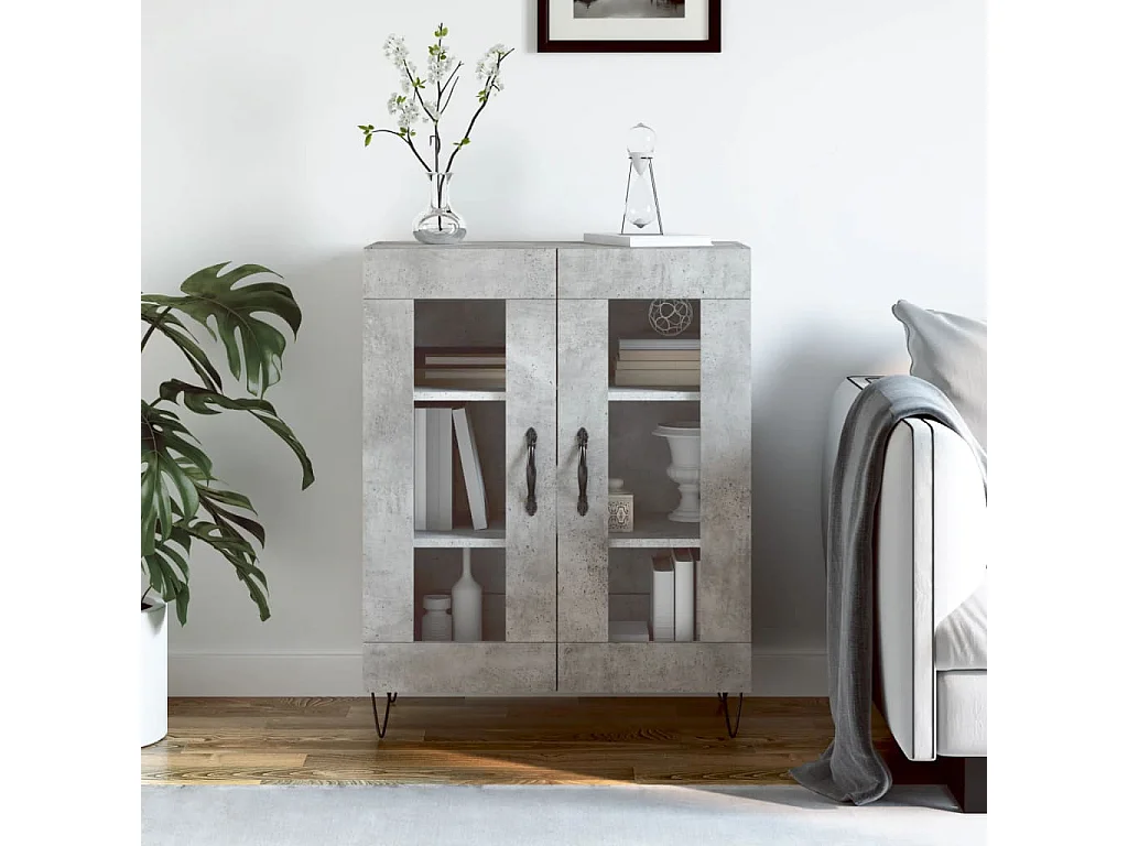 Credenza Grigio Cemento 69,5x34x90 cm in Legno Multistrato
