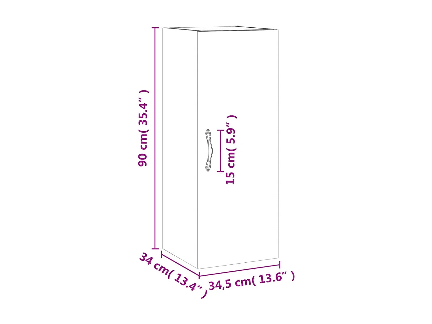 Armoire murale noir 34,5x34x90 cm