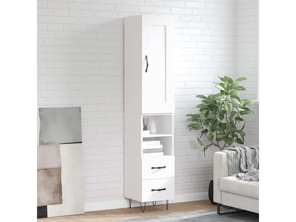 Buffet haut Blanc 34,5x34x180 cm Bois d'ingénierie