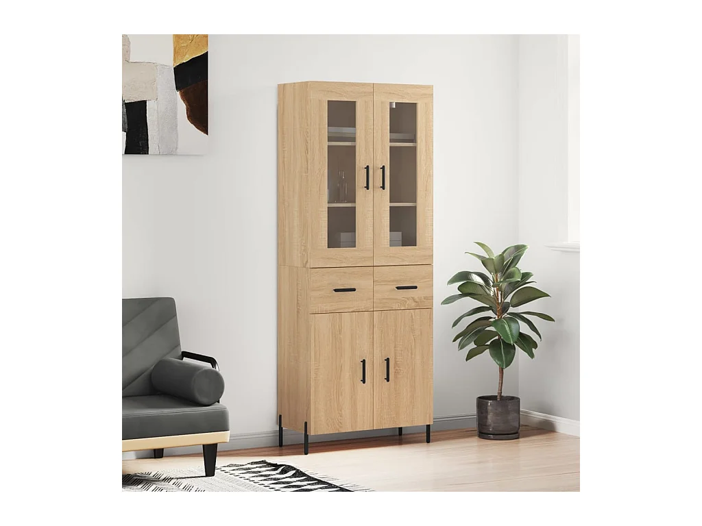 Highboard Sonoma-Eiche 69,5x34x180 cm Holzwerkstoff
