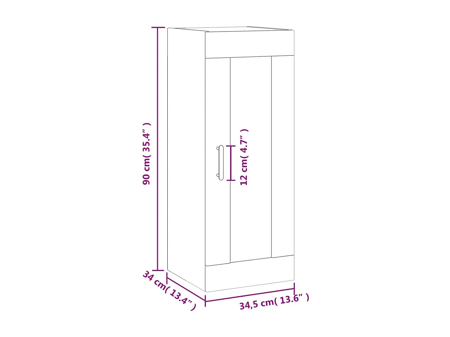 Armoire murale sonoma gris 34,5x34x90 cm