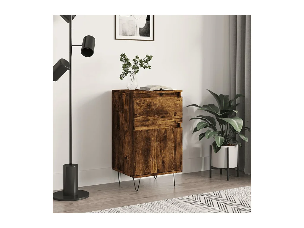 Buffet chêne fumé 40x35x70 cm bois d'ingénierie