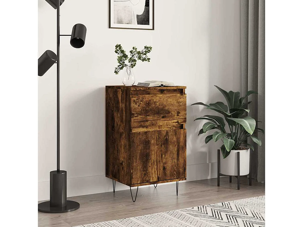 Buffet chêne fumé 40x35x70 cm bois d'ingénierie