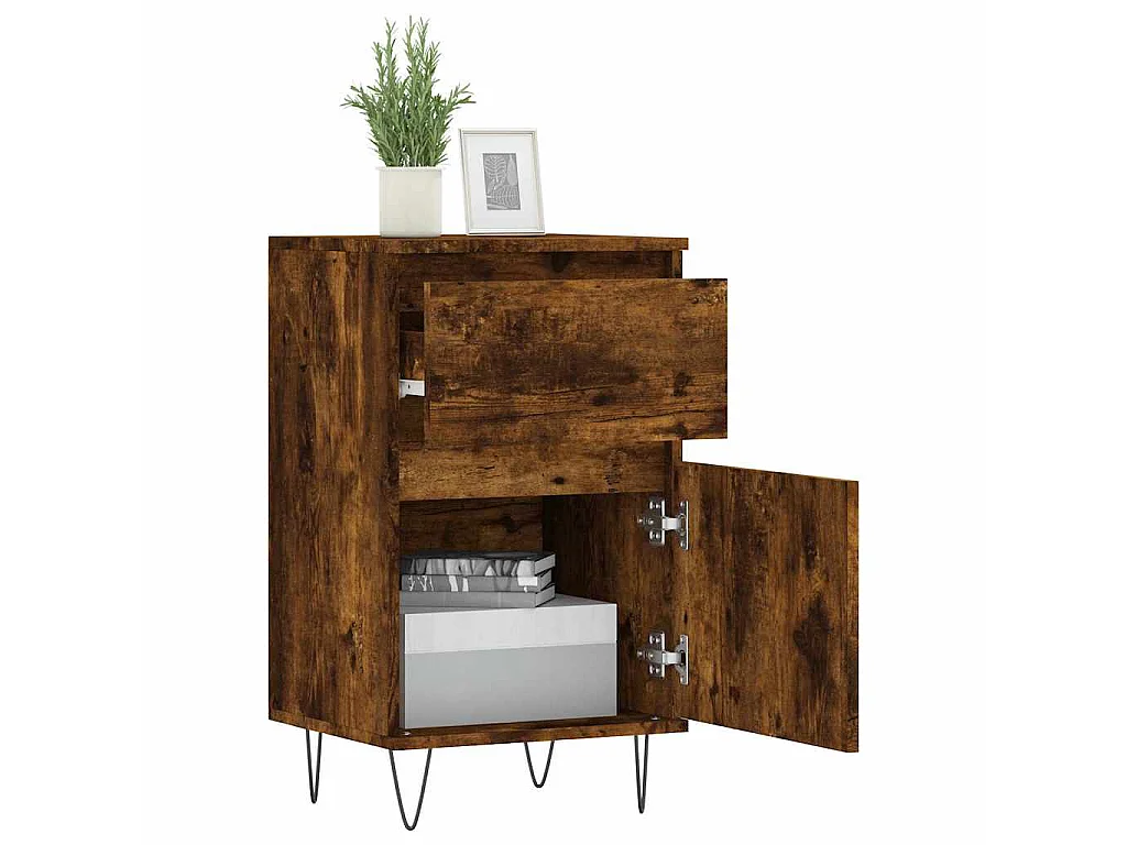 Buffet chêne fumé 40x35x70 cm bois d'ingénierie