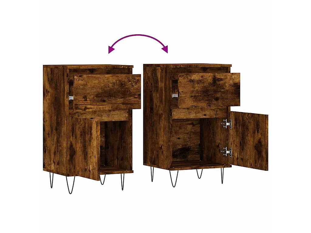 Buffet chêne fumé 40x35x70 cm bois d'ingénierie
