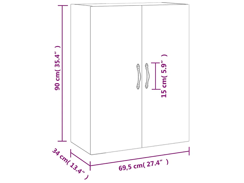 Wandkast 69,5x34x90 cm bewerkt hout betongrijs