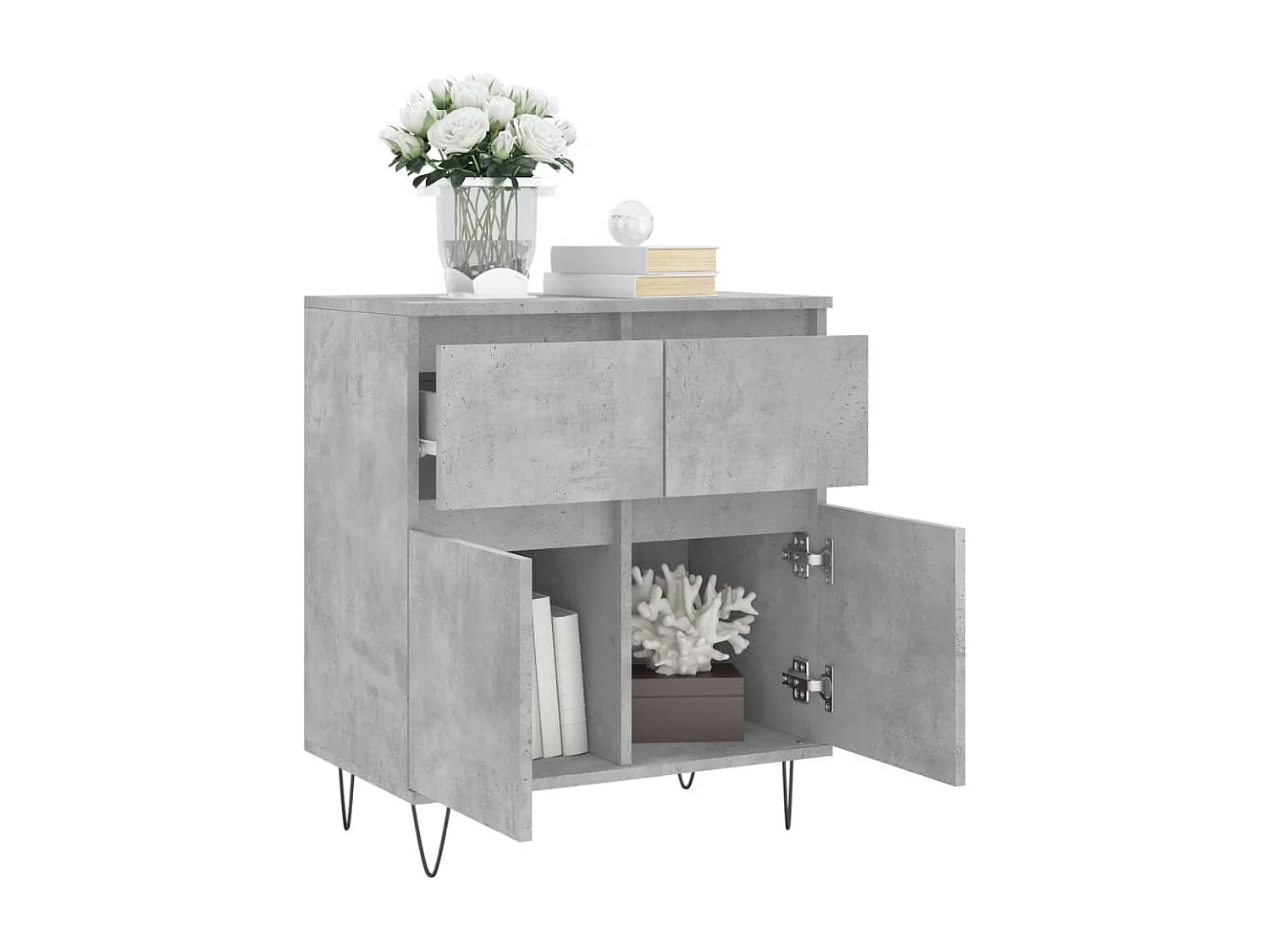Buffet Gris béton 60x35x70 cm Bois d'ingénierie