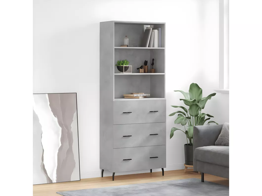 Kauf Unique Highboard Betongrau 69,5x34x180 cm Holzwerkstoff