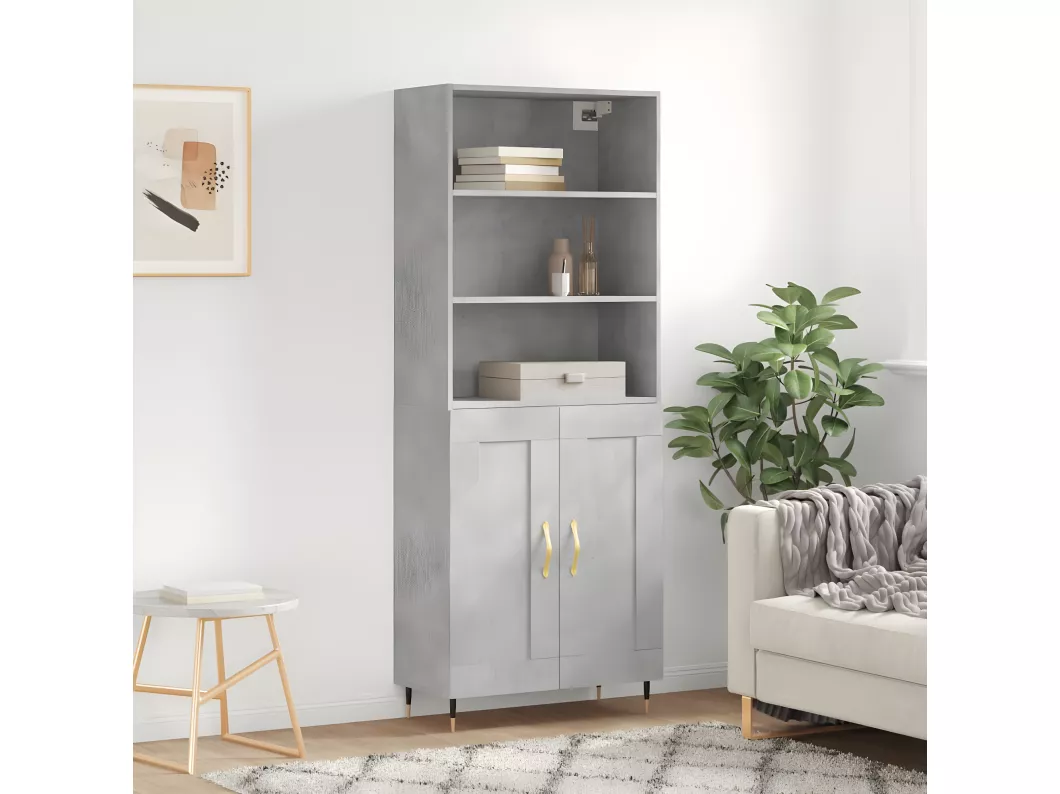 Kauf Unique Highboard Betongrau 69,5x34x180 cm Holzwerkstoff