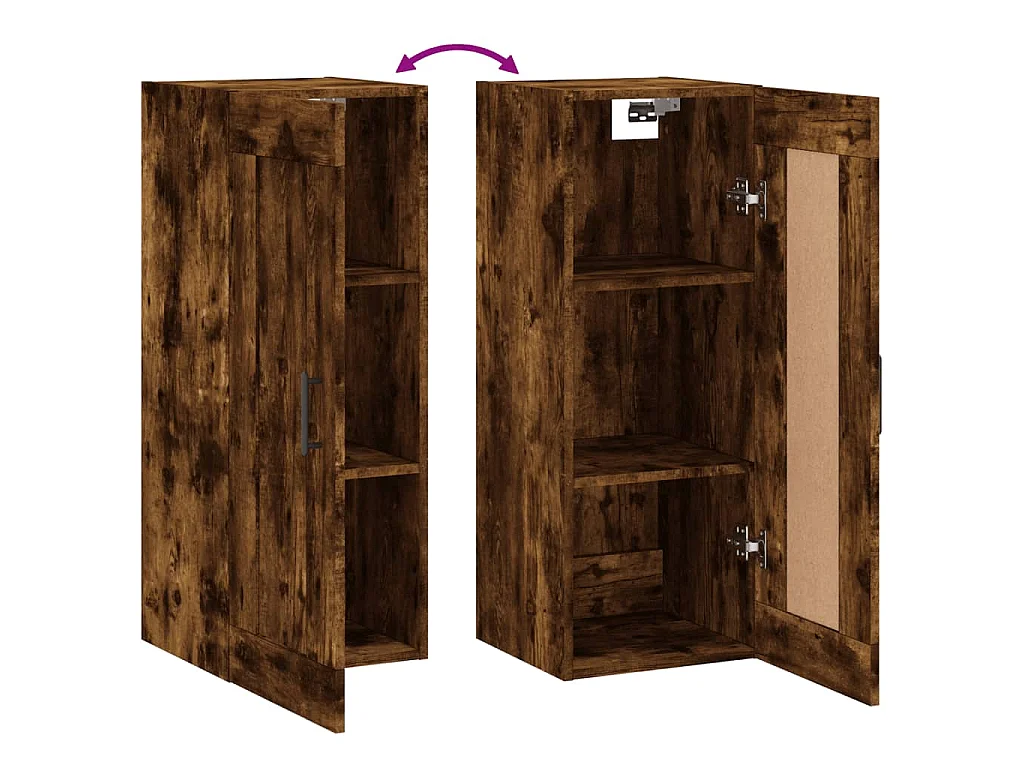 Mobile a Parete Rovere Fumo 34,5x34x90 cm in Legno Multistrato