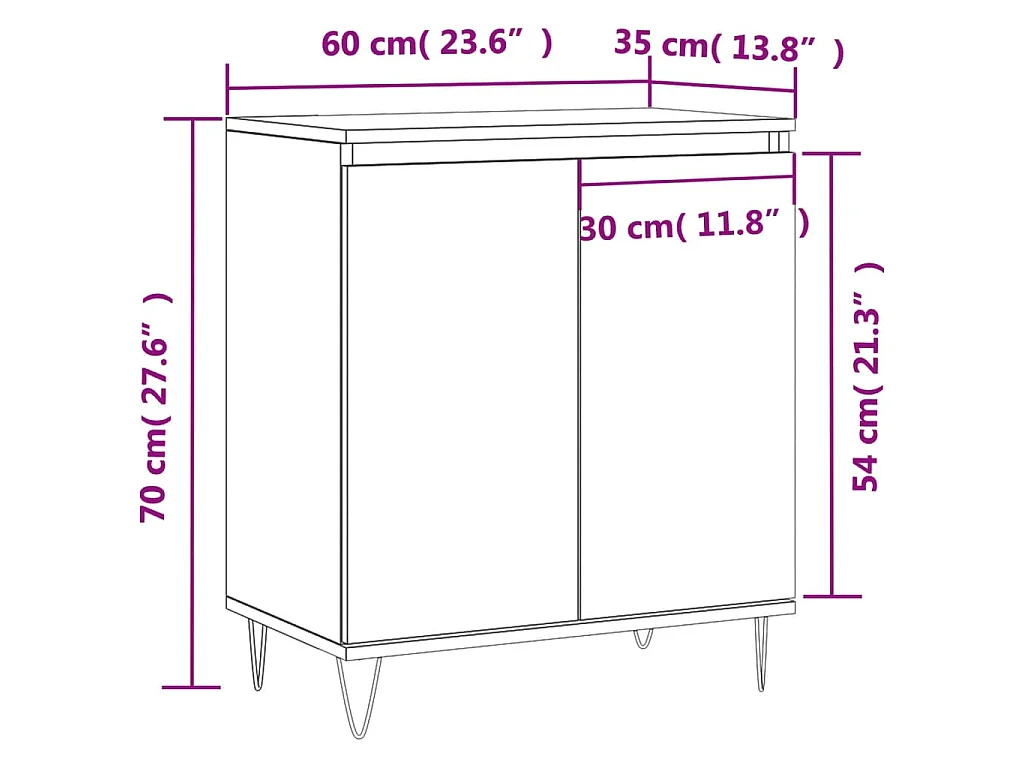 Buffet Blanc 60x35x70 cm Bois d'ingénierie