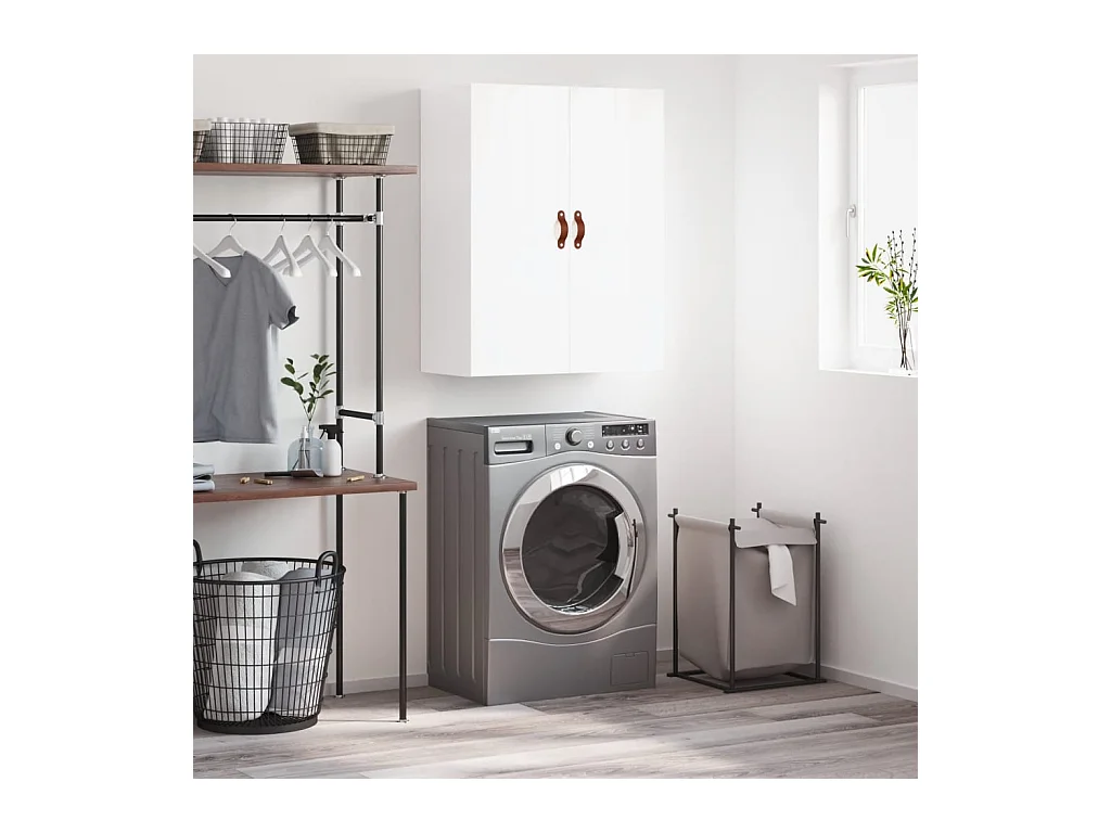 Wandkast 69,5x34x90 cm hoogglans wit