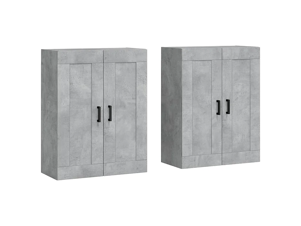 Armoires murales 2 pcs gris béton bois d'ingénierie