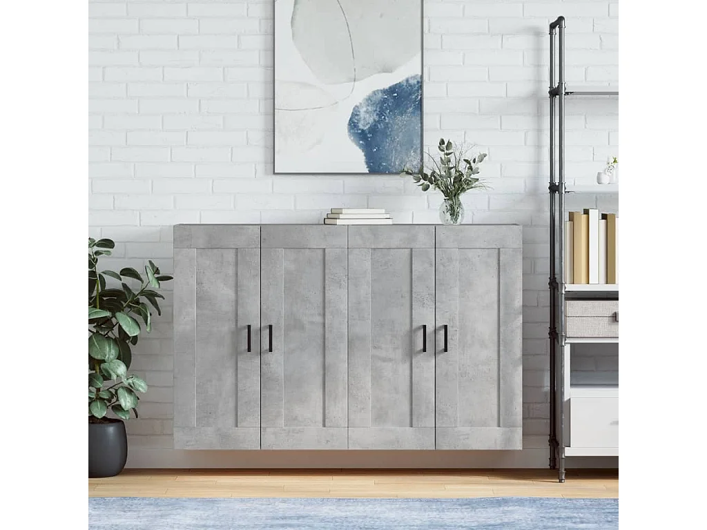 Armoires murales 2 pcs gris béton bois d'ingénierie