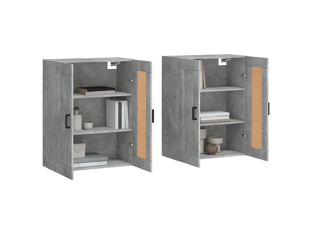 Armoires murales 2 pcs gris béton bois d'ingénierie