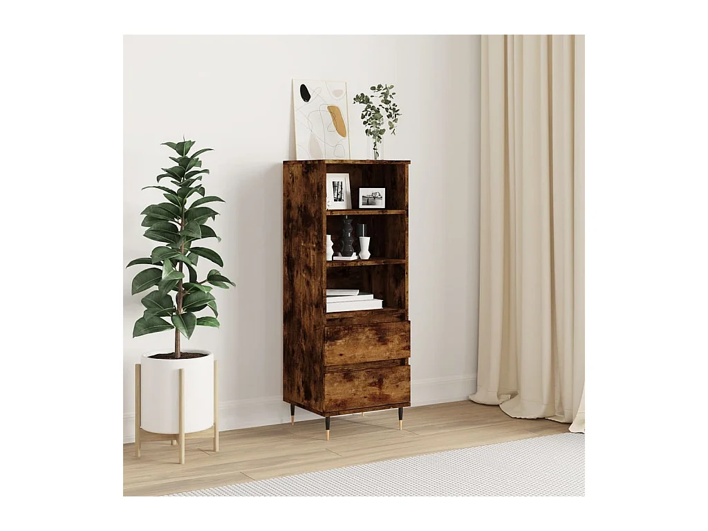 Buffet haut Chêne fumé 40x36x110 cm Bois d'ingénierie