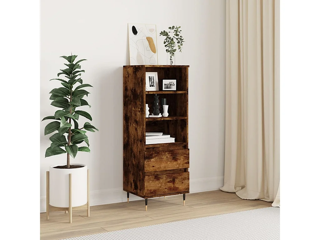 Buffet haut Chêne fumé 40x36x110 cm Bois d'ingénierie