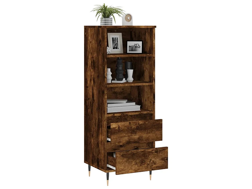 Buffet haut Chêne fumé 40x36x110 cm Bois d'ingénierie