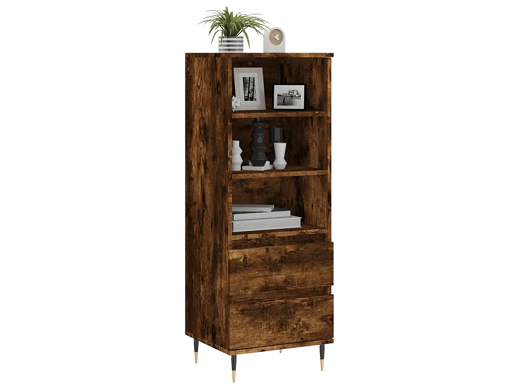 Buffet haut Chêne fumé 40x36x110 cm Bois d'ingénierie