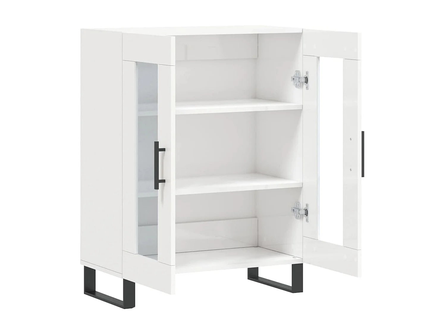 Buffet Blanc brillant 69,5x34x90 cm Bois d'ingénierie