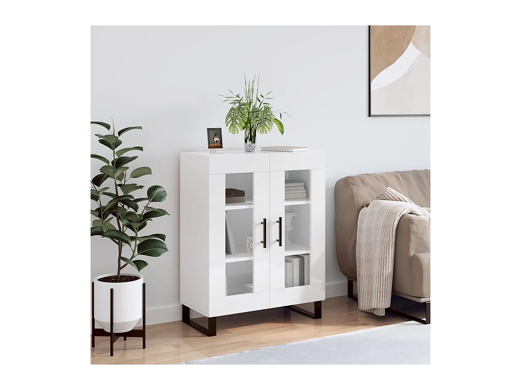Dressoir 69,5x34x90 cm bewerkt hout hoogglans wit