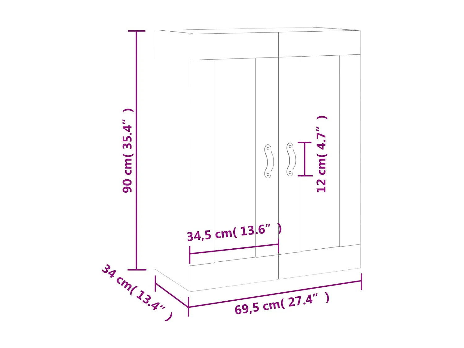 Wandschrank Schwarz 69,5x34x90 cm