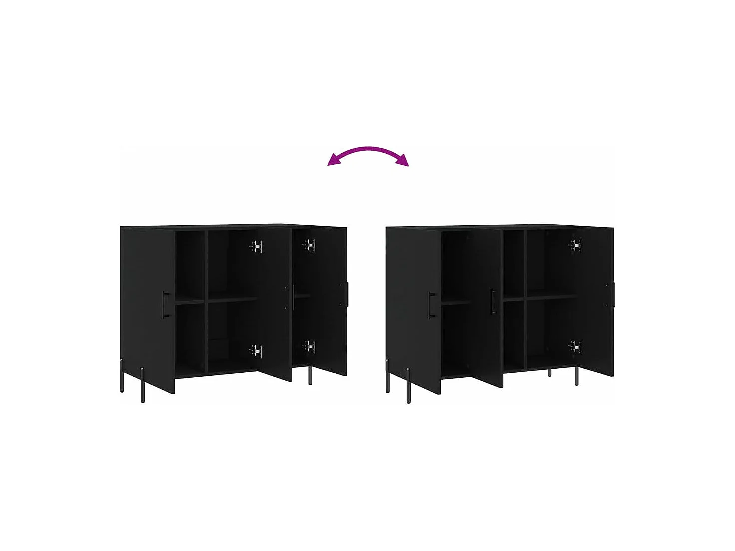 Dressoir 90x34x80 cm bewerkt hout zwart