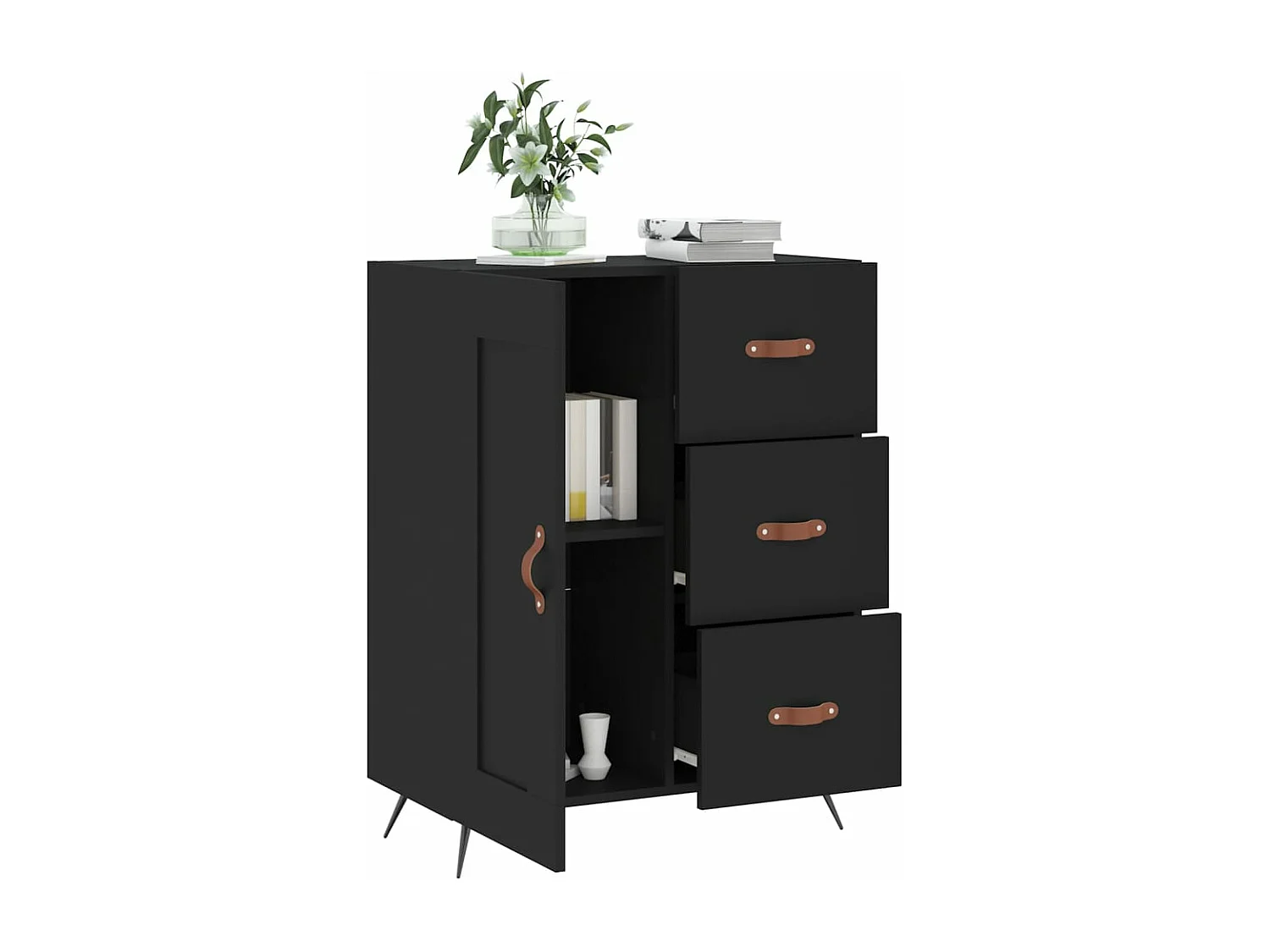 Buffet noir 69,5x34x90 cm bois d'ingénierie