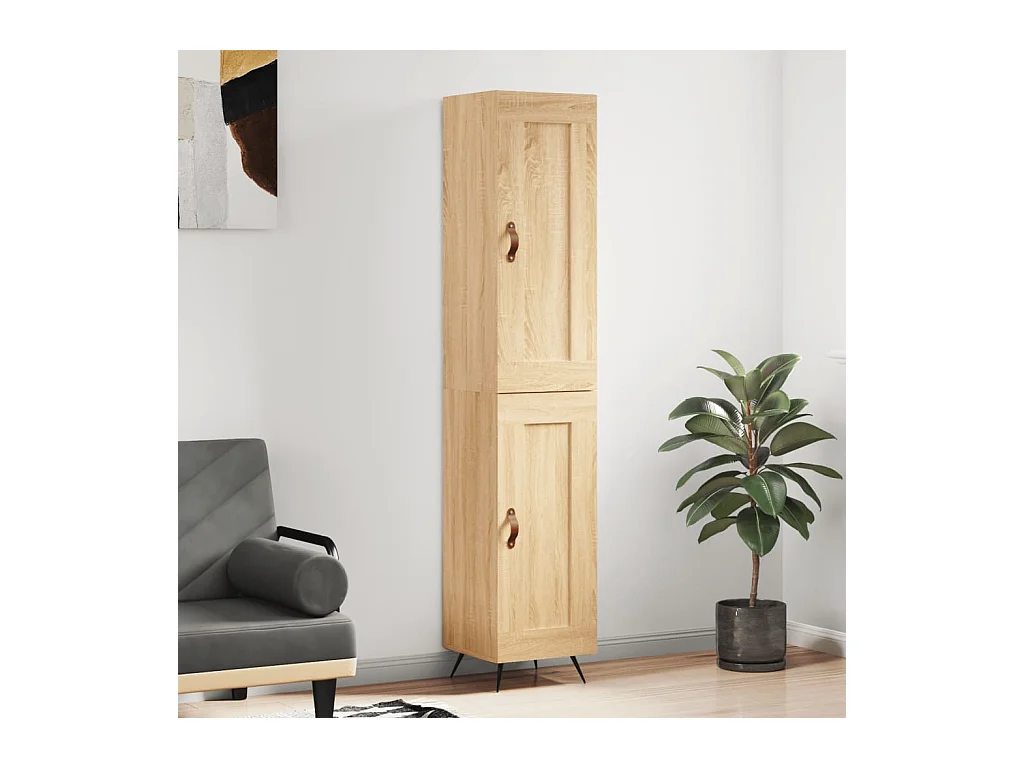 Hoge kast 34,5x34x180 cm bewerkt hout sonoma eikenkleurig
