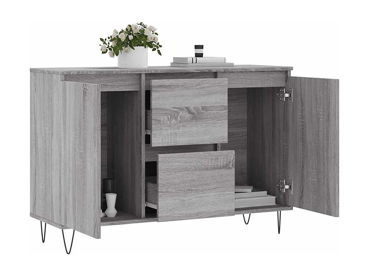 Sideboard Grau Sonoma 101,5x35x70 cm Holzwerkstoff
