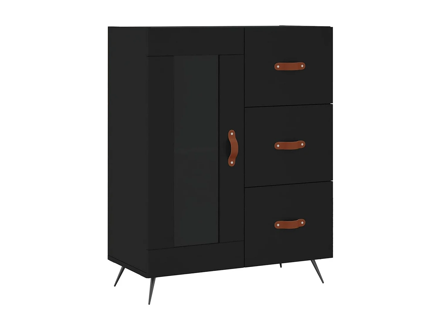 Buffet haut Noir 69,5x34x180 cm Bois d'ingénierie
