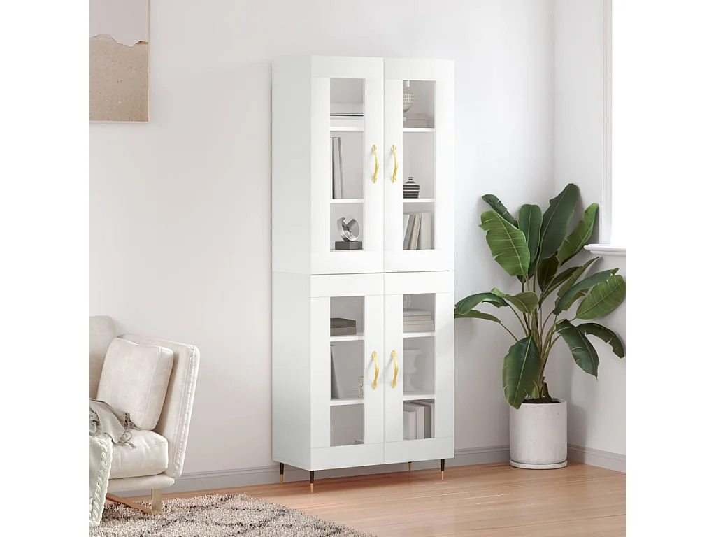 Buffet haut Blanc 69,5x34x180 cm Bois d'ingénierie