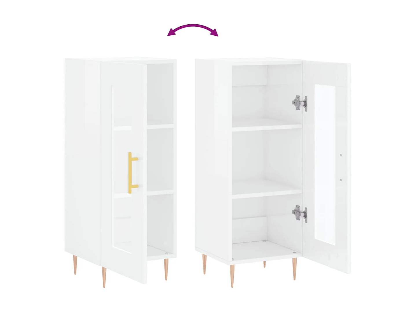 Sideboard Hochglanz-Weiß 34,5x34x90 cm Holzwerkstoff