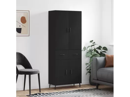 Kauf Unique Highboard Schwarz 69,5x34x180 cm Holzwerkstoff