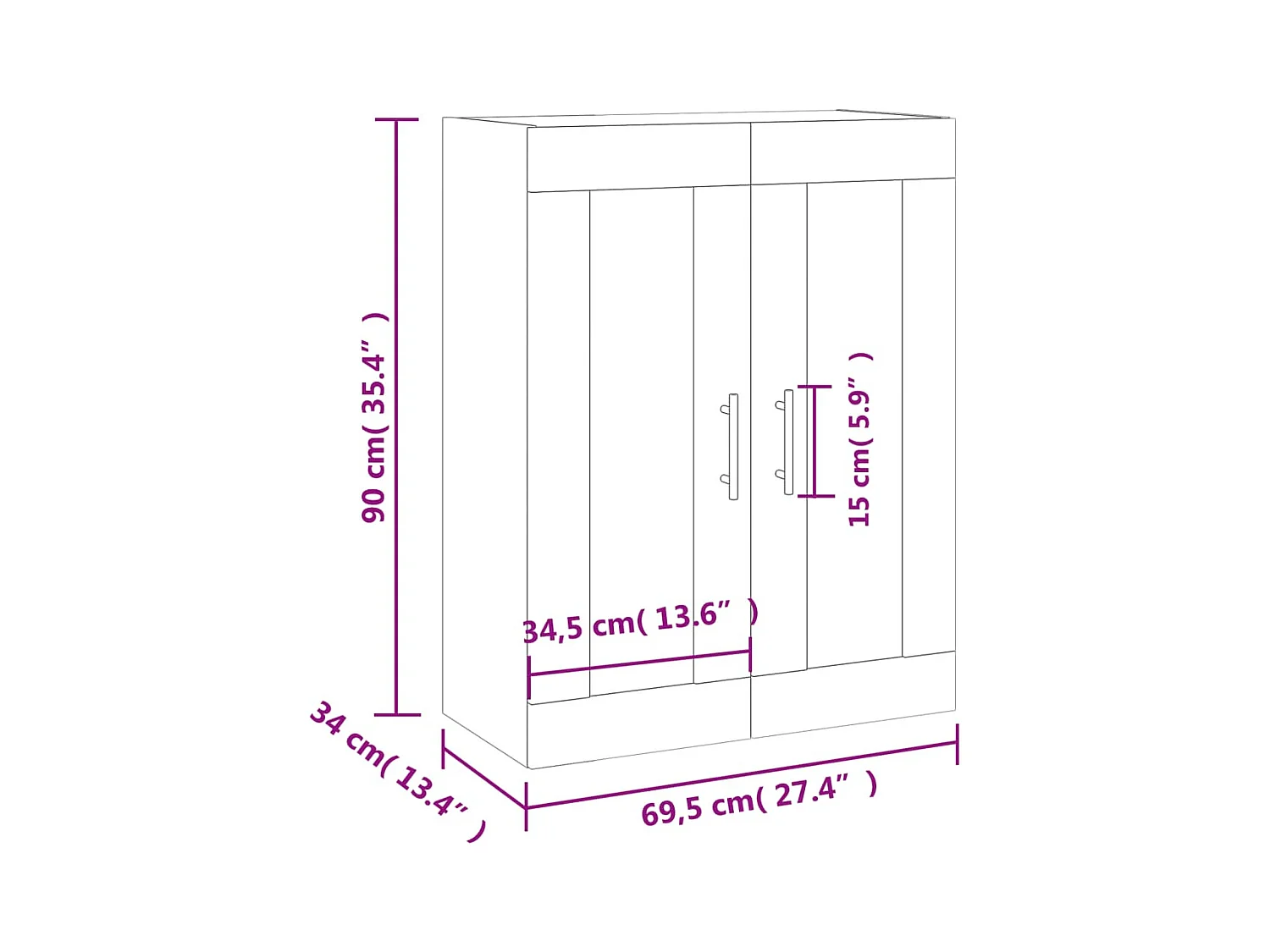 Armoire murale gris béton 69,5x34x90 cm