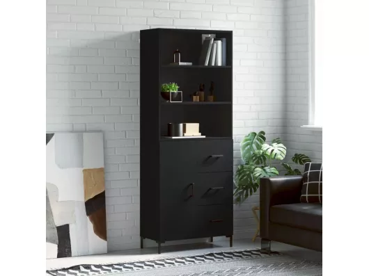 Kauf Unique Highboard Schwarz 69,5x34x180 cm Holzwerkstoff