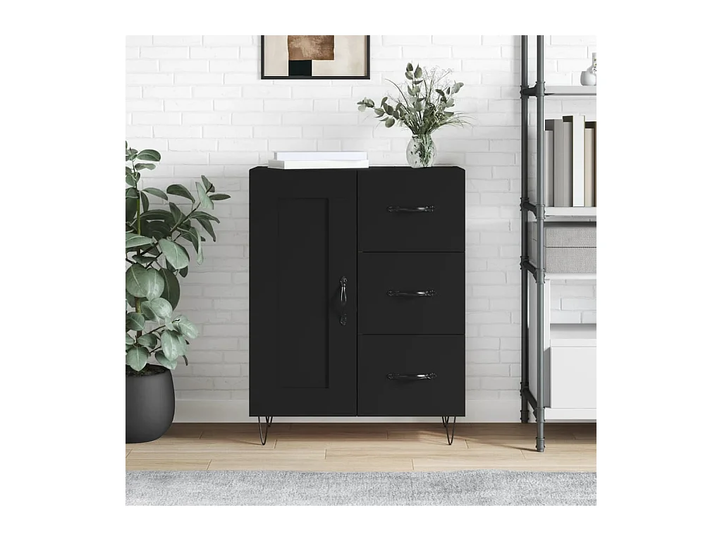 Credenza Nera 69,5x34x90 cm in Legno Multistrato