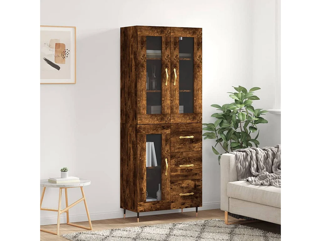 Highboard Räuchereiche 69,5x34x180 cm Holzwerkstoff