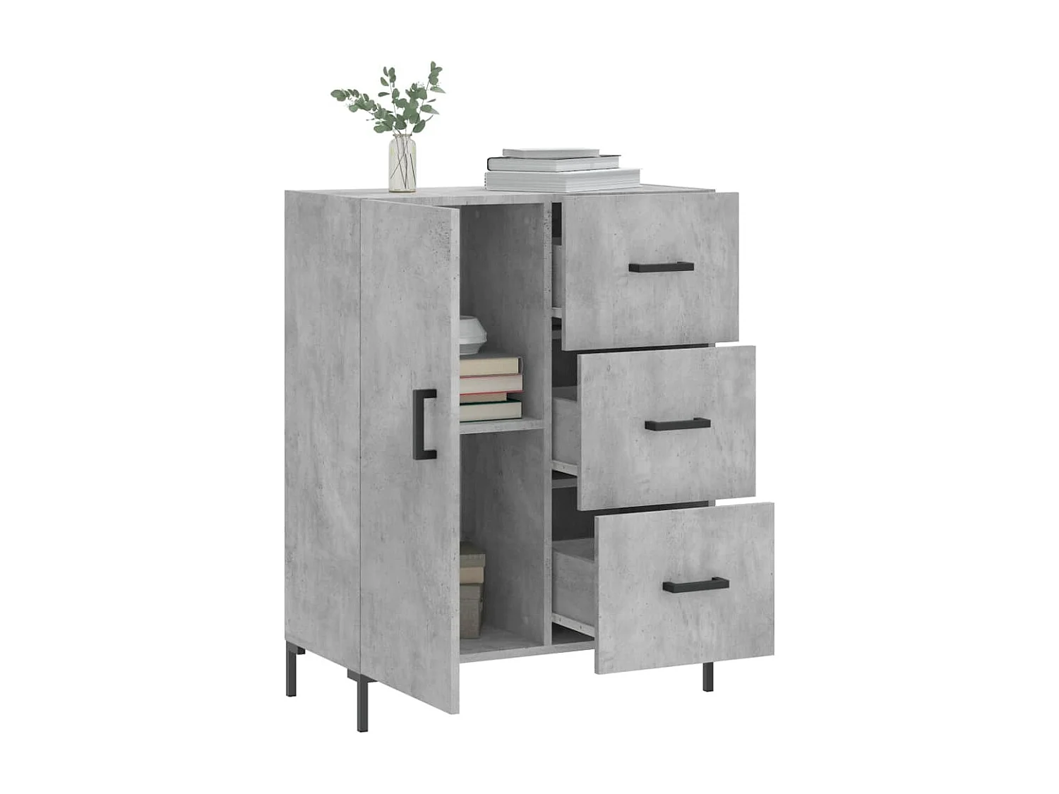 Credenza Grigio Cemento 69,5x34x90 cm in Legno Multistrato