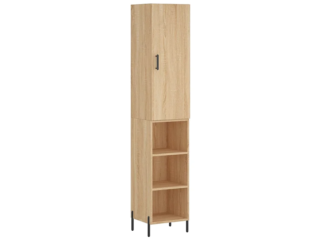 Hoge kast 34,5x34x180 cm bewerkt hout sonoma eikenkleurig