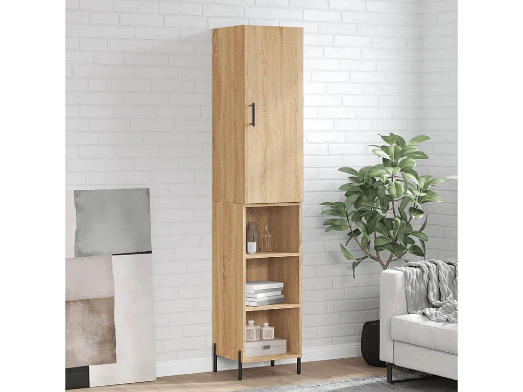 Hoge kast 34,5x34x180 cm bewerkt hout sonoma eikenkleurig